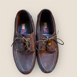 Tommy Hilfiger Dark Brown Leather Boat Shoes